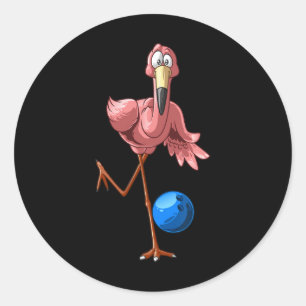 Coola Bowling Flamingo Funny Shorebird Älskare Pla Runt Klistermärke
