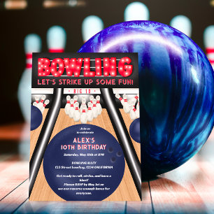 Coola Bowling födelsedagsfest strejka upp lite rol Inbjudningar