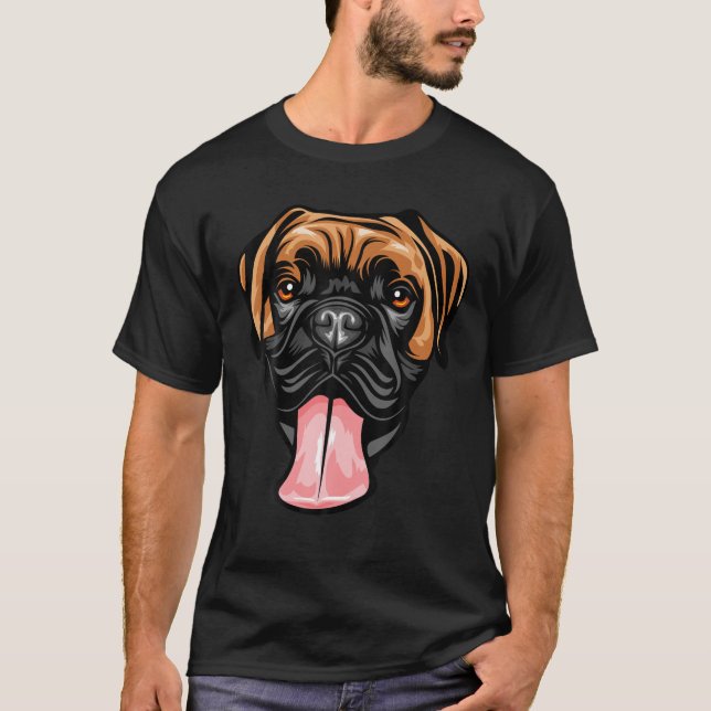 Coola Boxer Hund Ansikte T Shirt (Framsida)