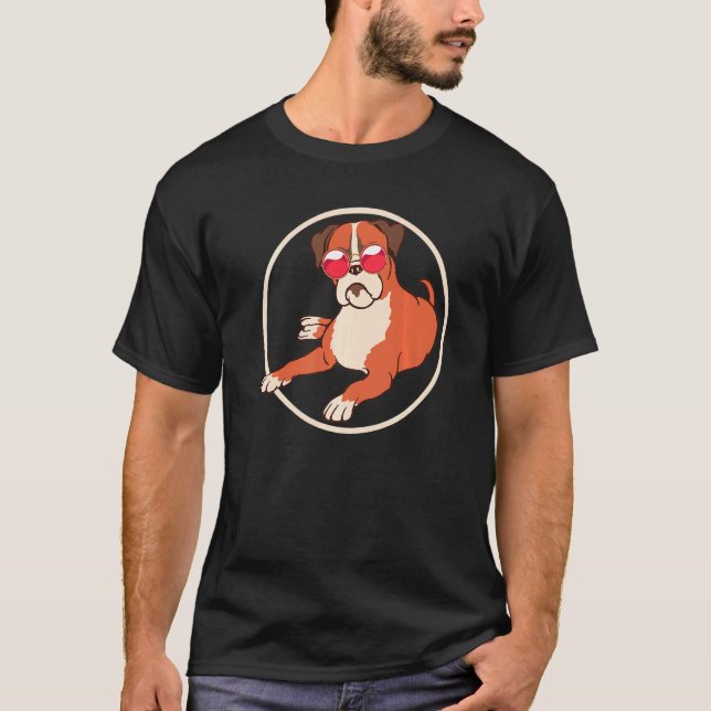 Coola Boxer Sunglass Animal Pet Hundägare Boxer T Shirt (Framsida)