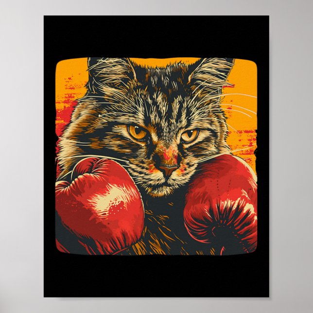 Coola boxningskatter för boxningshandskor och katt poster (Framsidan)