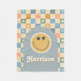 Coola Boy Retro Checkered 70s Ansikte Fleecefilt