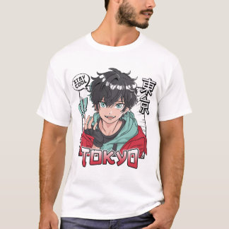 Coola Boy Tecknad med japansk översättning Tokyo T Shirt