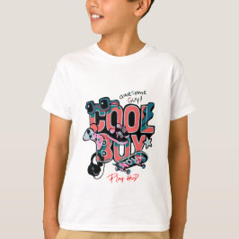 Coola Boy Typography med snyggt Icons of Hobby T Shirt