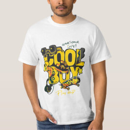 Coola Boy Typography med snyggt Icons of Hobby T Shirt