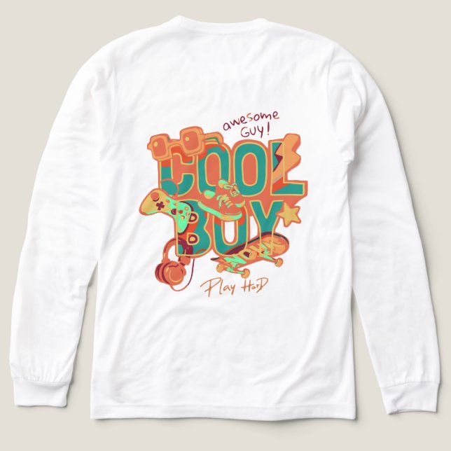 Coola Boy Typography med vissa ikoner i Hobby T Shirt (Design baksida)