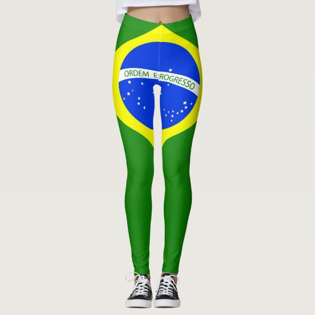 Coola Brasilien Flagga Mode Leggings (Framsida)
