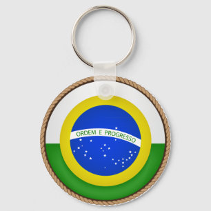Coola Brasiliens Flagga Seal Nyckelring