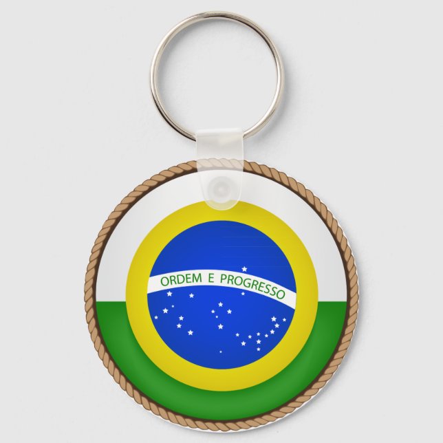 Coola Brasiliens Flagga Seal Nyckelring (Framsida)