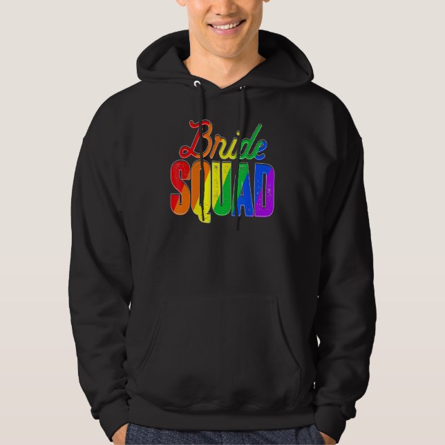 Coola Bride Squad Lgbt Pride Rainbow Flagga Bachel Hoodie (Framsida)