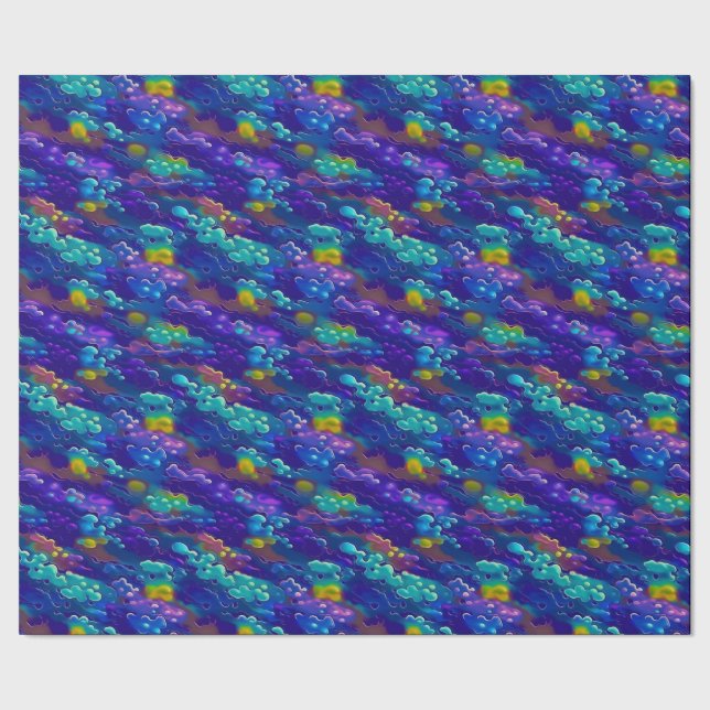 Coola Bright Lila Blue Cosmic Cloud Mönster Presentpapper (Seam)
