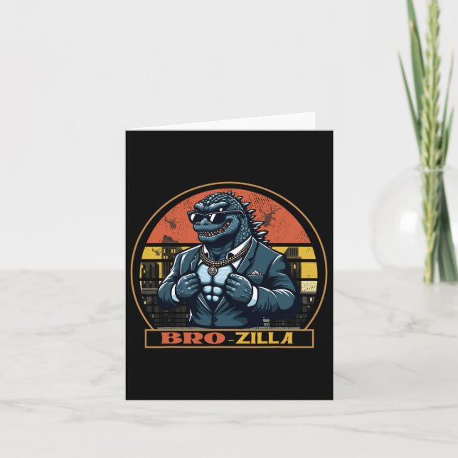 Coola Bro Brozilla Starka Bror Saurus Familj Mat Kort (Framsida)