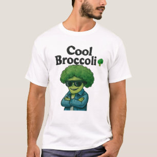 Coola Broccoli 🥦😎 Rolig Tecknad Grönsak T Shirt