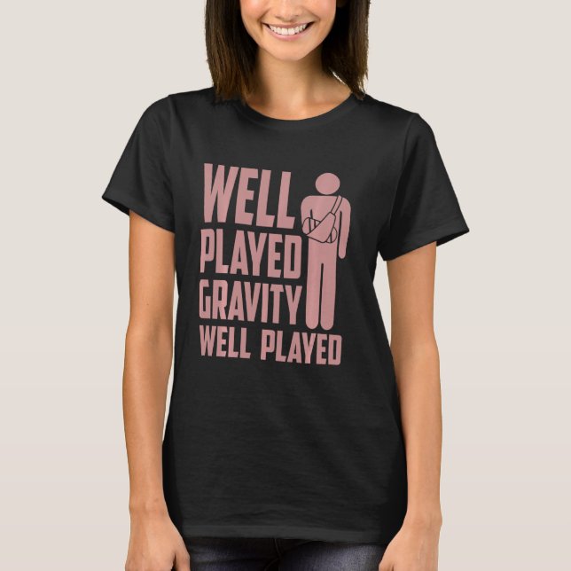Coola Broken Arm För barn Funny Gravity Gag Fattig T Shirt (Framsida)