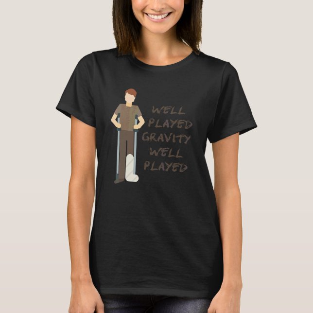 Coola Broken Leg För barn Gravity Gag Fattig Bone T Shirt (Framsida)