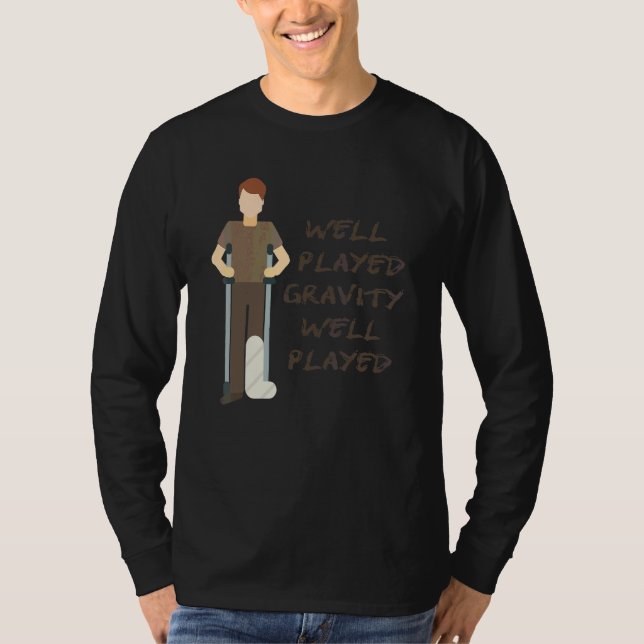 Coola Broken Leg För barn Gravity Gag Fattig Bone T Shirt (Framsida)