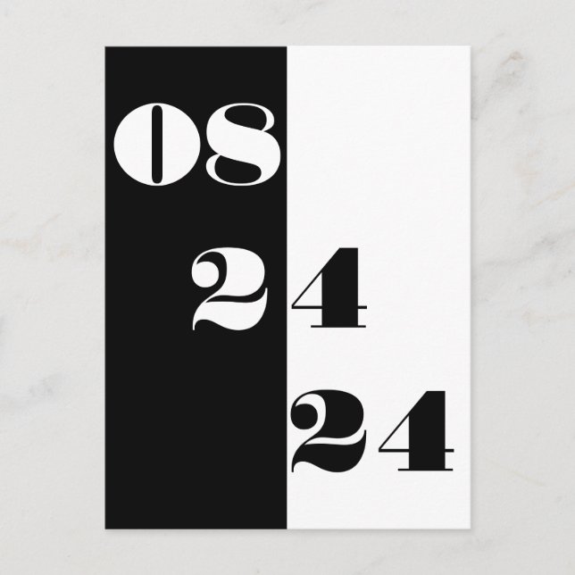 Coola Bröllop Datum för svartvitt Spara datum Vykort (Framsida)