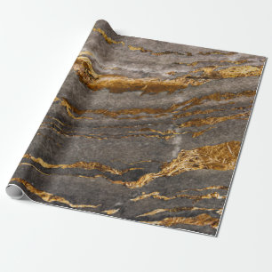 Coola Brown Guld Marble Struktur Presentpapper