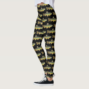 Coola Brown Trout Flygfiske Roligt Fiskerkvinna Leggings