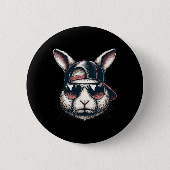 Coola Bunny Ansikte med Solles Glad påsk Boys Mana Knapp (Framsida)