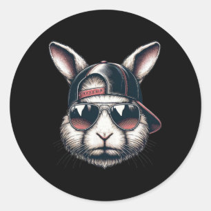 Coola Bunny Ansikte med Solles Glad påsk Boys Mana Runt Klistermärke