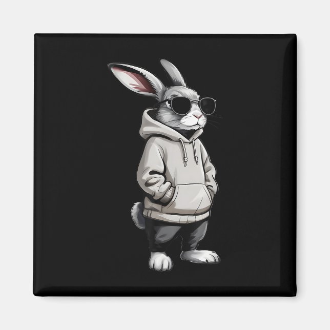 Coola Bunny Ansikte med sommardag Påsk för pojkar  Magnet (Framsidan)