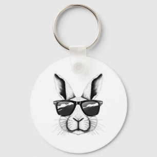 Coola Bunny Ansikte Sungles Funny Påskhare Rabbit Nyckelring