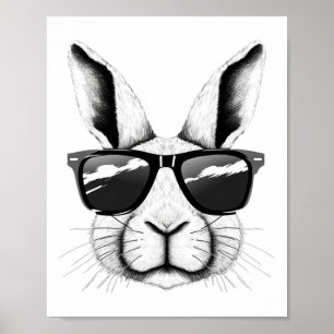 Coola Bunny Ansikte Sungles Funny Påskhare Rabbit Poster