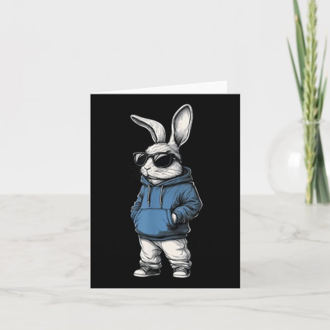Coola Bunny Ansikte Sungles Rabbit Glad påsk Day K Kort (Framsida)