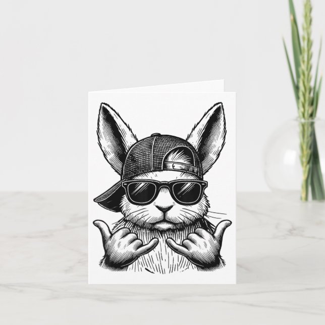 Coola Bunny Ansikte Sungles Rabbit Påsk Day Kids B Kort (Framsida)