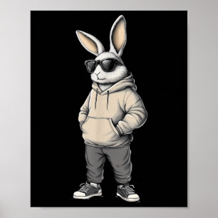 Coola Bunny Glad påsk Day Rabbit Sungles Manar Kid Poster