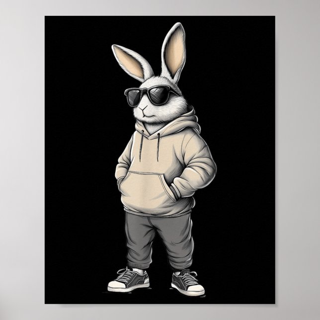 Coola Bunny Glad påsk Day Rabbit Sungles Manar Kid Poster (Framsidan)