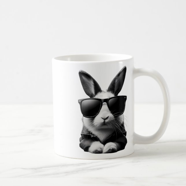 Coola Bunny-kanin med sungles Jacka Påsk Reali Kaffemugg (Höger)
