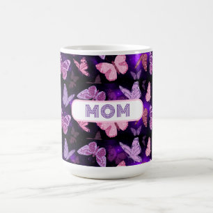 Coola Butterfly Mamma Black and Lila Kaffemugg