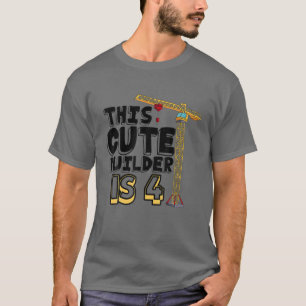 Coola Bygg Fordon 4e födelsedagen 4 år gammal T Shirt