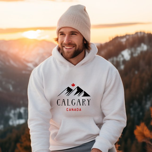 Coola Calgary Canada Mountains Maple Löv Hoodie (Skapare uppladdad)
