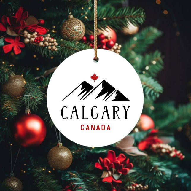 Coola Calgary Canada Mountains Maple Löv Julgransprydnad Keramik (Skapare uppladdad)