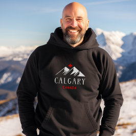 Coola Calgary Canada Mountains Maple Löv Mörk Hoodie