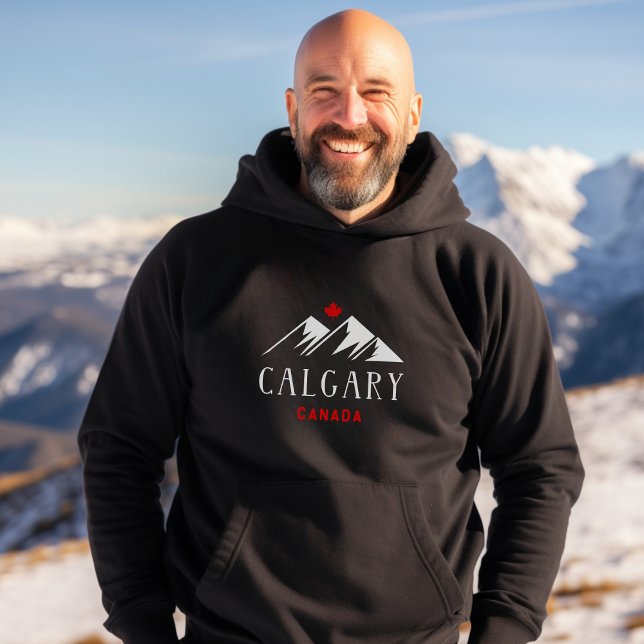 Coola Calgary Canada Mountains Maple Löv Mörk Hoodie (Skapare uppladdad)