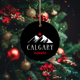 Coola Calgary Canada Mountains Maple Löv Mörk Julgransprydnad Keramik