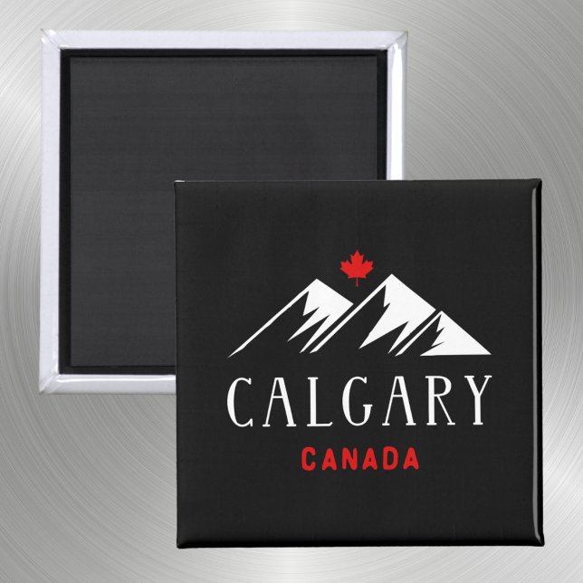 Coola Calgary Canada Mountains Maple Löv Mörk Magnet (Skapare uppladdad)