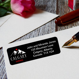 Coola Calgary Canada Mountains Maple Löv Mörk Returadress Etikett