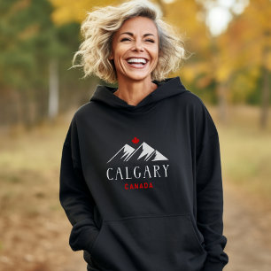Coola Calgary Canada Mountains Maple Löv Mörk T Shirt