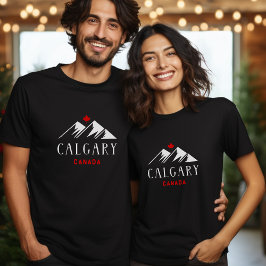 Coola Calgary Canada Mountains Maple Löv Mörk T Shirt