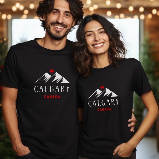 Coola Calgary Canada Mountains Maple Löv Mörk T Shirt (Skapare uppladdad)
