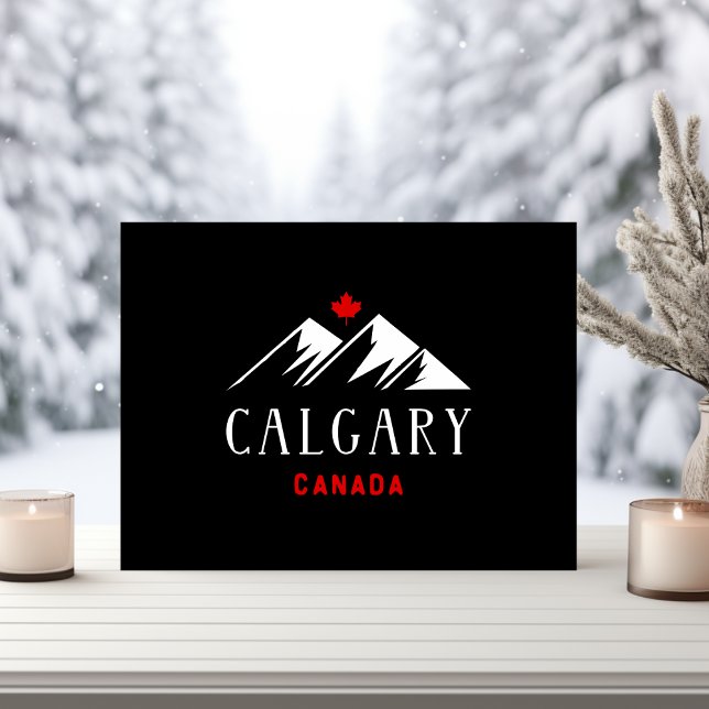 Coola Calgary Canada Mountains Maple Löv Mörk Vykort (Skapare uppladdad)