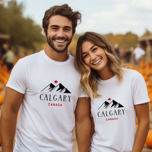 Coola Calgary Canada Mountains Maple Löv T Shirt (Skapare uppladdad)