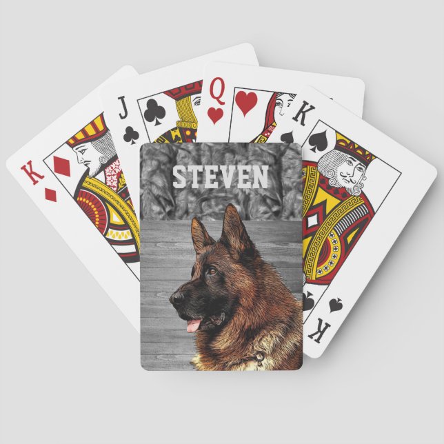 Coola Camo German Shepherd Hund Animal Ruged Namn Casinokort (Baksidan)