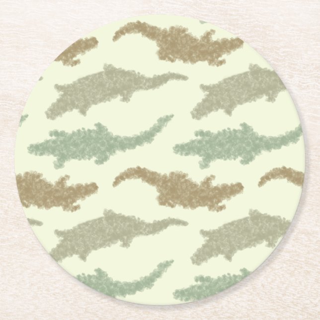 Coola Camo Krokodiler - sömlöst mönster. Underlägg Papper Rund (Framsidan)