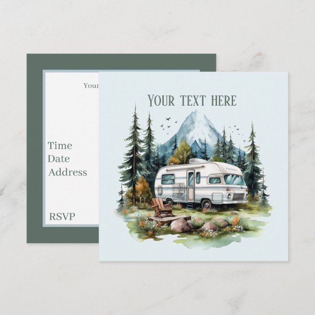 Coola camping älskare party inbjudningar (Fram/baksida)